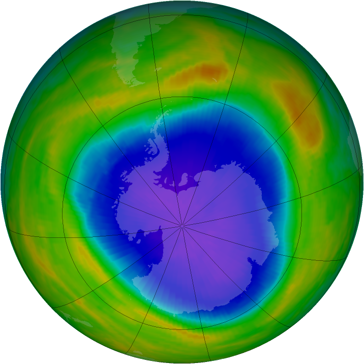 Antarctic ozone map for 22 October 1987